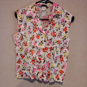 Vintage Y2K Jack Winter Floral Sleeveless Blouse - Multicolor Size 12 Retro.